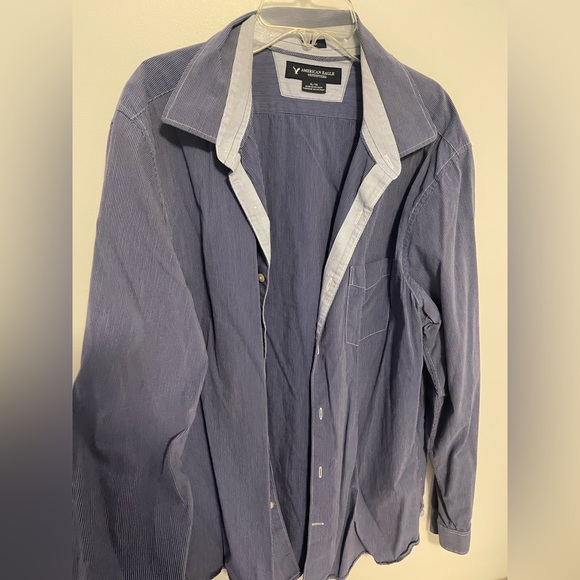American Eagle Outfitters Navy Striped Shirt - Picture 2 of 4